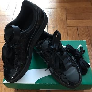 puma black patent sneakers